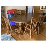 Double pedestal table & 6 chairs