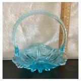 Blue Fenton glass basket