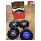 Box of 45 RPM records