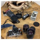 Nikon Nikkormat camera and lenses