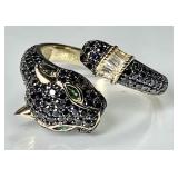 Gold over sterling silver black panther ring