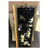 Asian hard stone inlaid wall panel