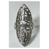 Sterling silver floral filigree ring