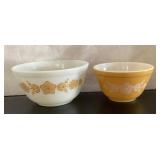 2 Pyrex butterfly gold mixing bowls