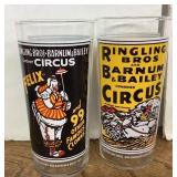 2 Barnum and Bailey Circus glasses 1975