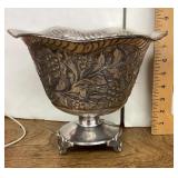 Silverplate vase with glass flower frog