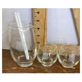 Union Pacific pitcher and glasses