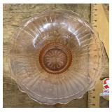 Large pink Depression glass bowl