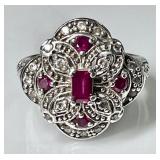 Sterling silver CZ ruby ring