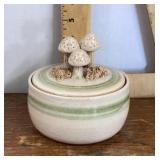 Studio pottery bowl with mushroom lid