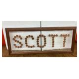 Framed penny art 9" x 21" SCOTT