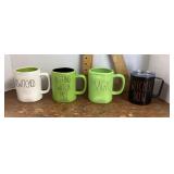 4 Rae Dunn novelty mugs