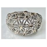 Sterling silver filigree flower dome ring