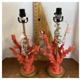 Pair of coral table lamps
