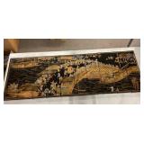 Asian art on 10 wood pieces 15x45