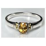 Sterling silver ring with yellow stone