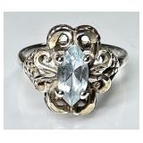 Sterling silver ring with blue stone