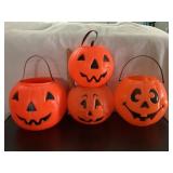 4 blow mold jack-o-lantern Halloween buckets