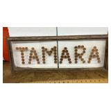 Framed penny art 9" x 28ï¿½ TAMARA
