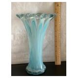 Blue art glass vase