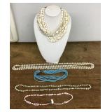 Pearls and stone necklaces