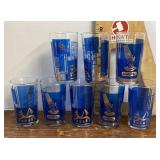 8 mid century Eqyptian theme tumblers