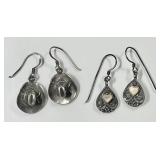 2 pair sterling silver earrings