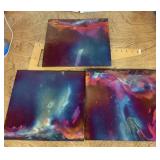 3 painted slate tiles by Bruce Johnson