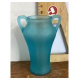 Frosted blue glass vase