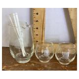 Union Pacific pitcher and glasses