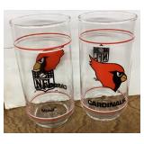 2 St. Louis Cardinal football glasses