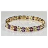 Gold over sterling multi gemstone bracelet
