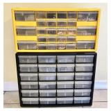 2 plastic parts cabinets with contents 19" wide