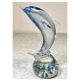 Blue blown glass dolphin