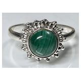 Sterling silver malachite ring