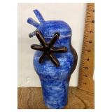 Studio pottery windmill covered jar