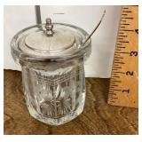 Mustard jar with sterling lid and spoon