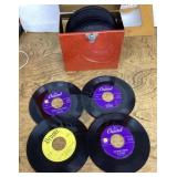 Box of 45 RPM records