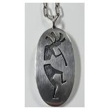 Sterling silver kokopelli necklace --signed