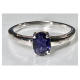 Sterling silver ring with blue stone