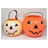 2 blow mold jack-o-lantern candy buckets