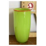 Green art glass vase