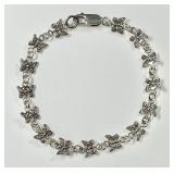 Sterling silver butterfly link bracelet