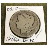 1891-O Morgan silver dollar