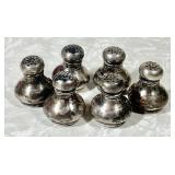 6 sterling silver individual salt shakers