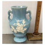 Weller Pottery blue cameo rose vase