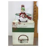 Fitz & Floyd Holly Hat Snowman basket