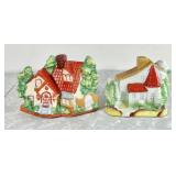 2 made in Japan ceramic house incense burners