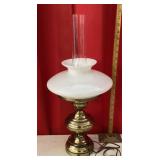 Table lamp with milk glass shade