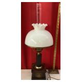 Table lamp with milk glass shade